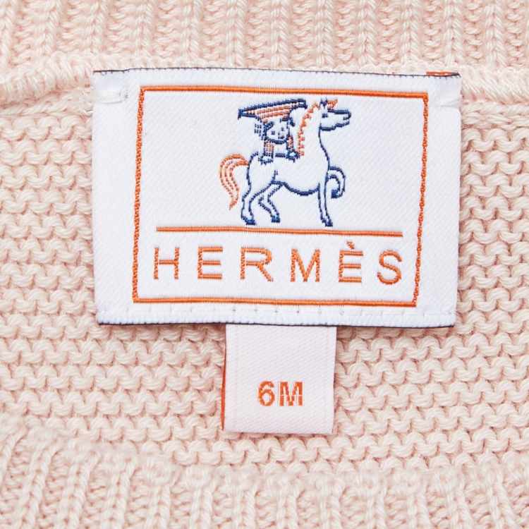 Pre Owned Hermes Pink Cotton Knit Cabriole Baby Gift Set 6M