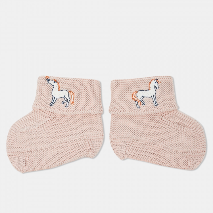 Pre Owned Hermes Pink Cotton Knit Cabriole Baby Gift Set 6M