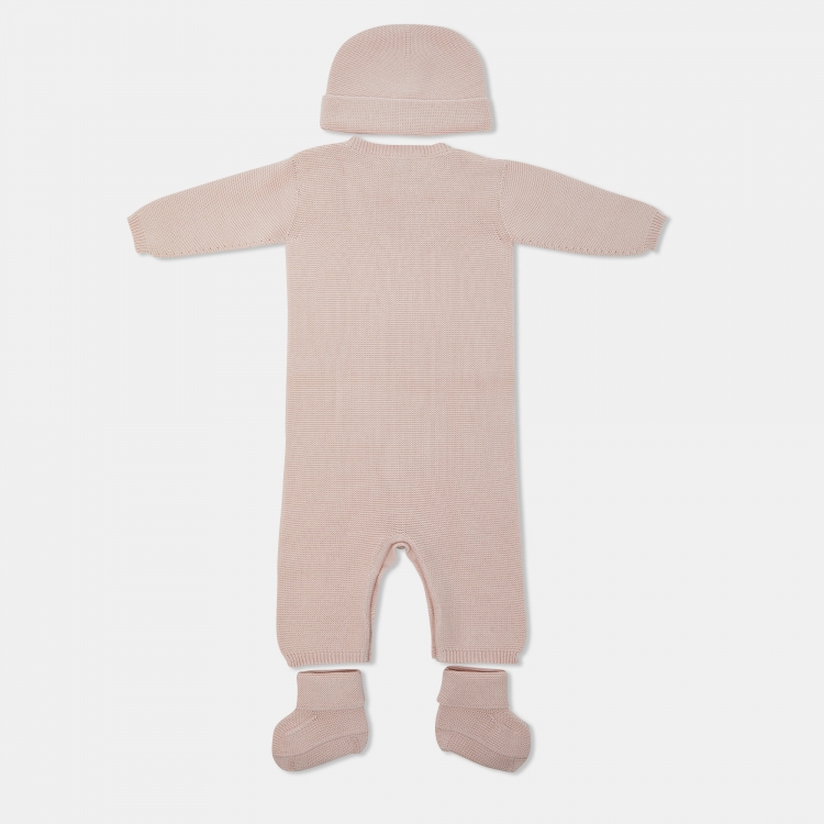 Pre Owned Hermes Pink Cotton Knit Cabriole Baby Gift Set 6M