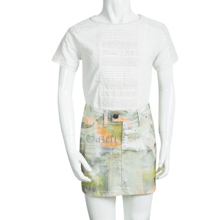Pre Owned John Galliano Kids Multicolor Printed Mini Skirt 10 Yrs