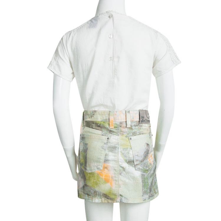 Pre Owned John Galliano Kids Multicolor Printed Mini Skirt 10 Yrs