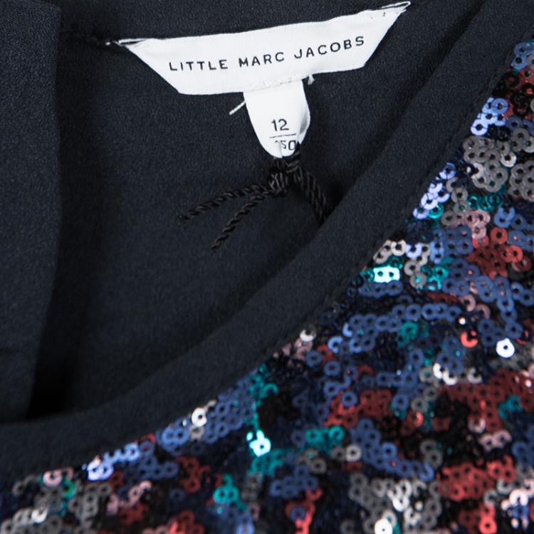 Pre Owned Little Marc Jacobs Multicolor Sequinned Bow Detail Short Sleeve Dress 12 Yrs