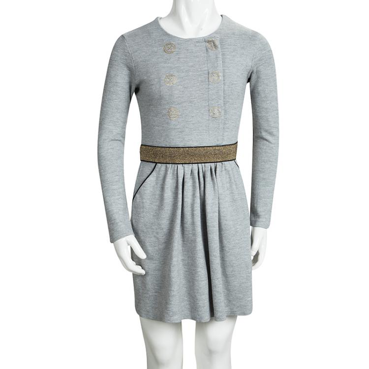 مملوكة مسبقًا Little Marc Jacobs Grey Knit Long Sleeve Dress 8 Yrs