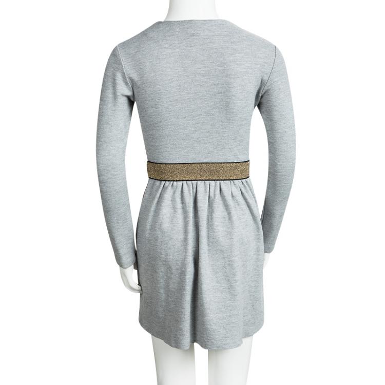مملوكة مسبقًا Little Marc Jacobs Grey Knit Long Sleeve Dress 8 Yrs