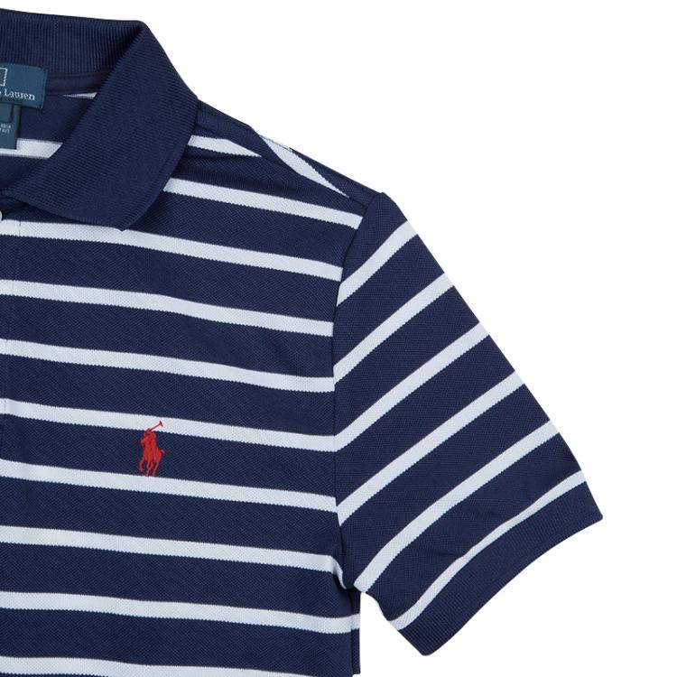 Pre Owned Ralph Lauren Navy Blue and White Striped Polo Shirt 8 Yrs