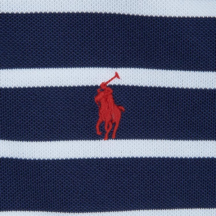 Pre Owned Ralph Lauren Navy Blue and White Striped Polo Shirt 8 Yrs