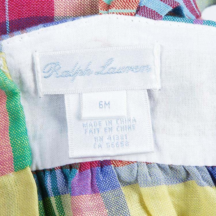 مملوكة مسبقًا Ralph Lauren Multicolor Plaid Sleeveless Dress and Bloomer Set 6 Months