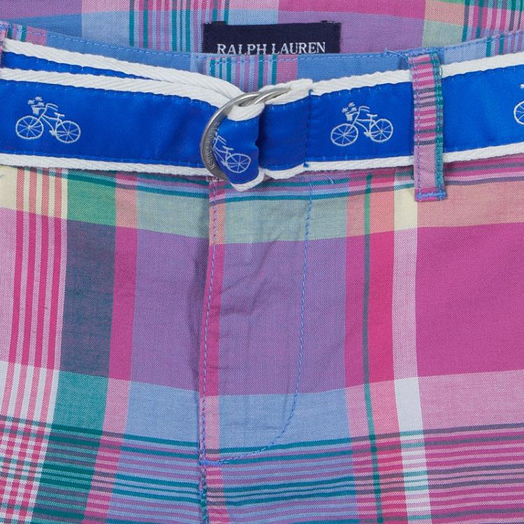 Pre Owned Ralph Lauren Multicolor Checked Belted Bermuda Shorts 8 Yrs