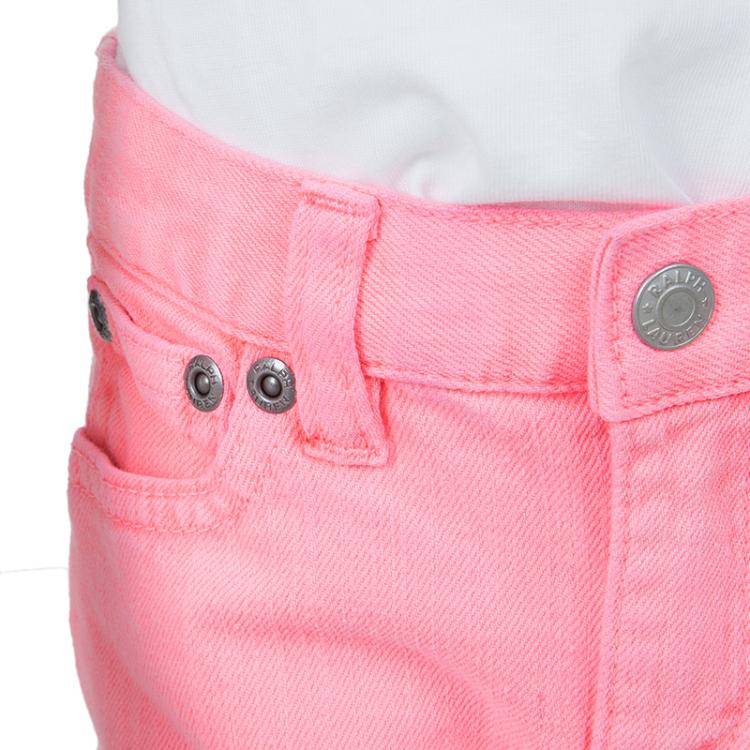 Pre Owned Ralph Lauren Neon Pink Denim Bowery Skinny Jeans 12 Months