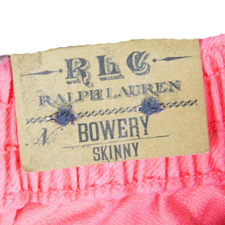 Pre Owned Ralph Lauren Neon Pink Denim Bowery Skinny Jeans 12 Months
