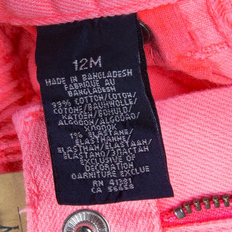 Pre Owned Ralph Lauren Neon Pink Denim Bowery Skinny Jeans 12 Months