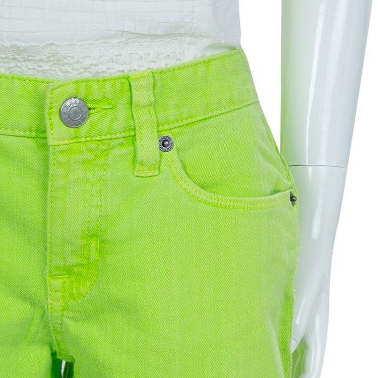 Pre Owned Ralph Lauren Neon Green Denim Bowery Skinny Jeans 12 Yrs