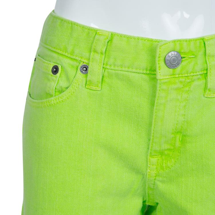 Pre Owned Ralph Lauren Neon Green Denim Bowery Skinny Jeans 12 Yrs