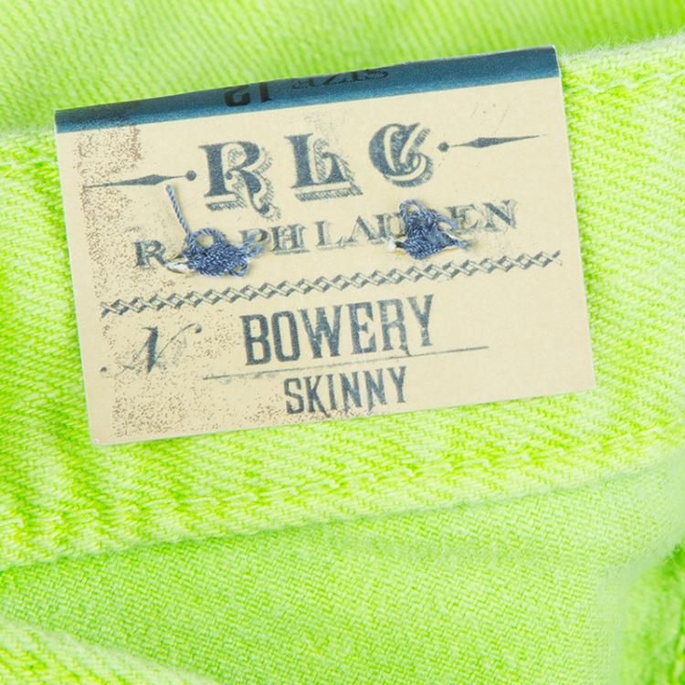 Pre Owned Ralph Lauren Neon Green Denim Bowery Skinny Jeans 12 Yrs
