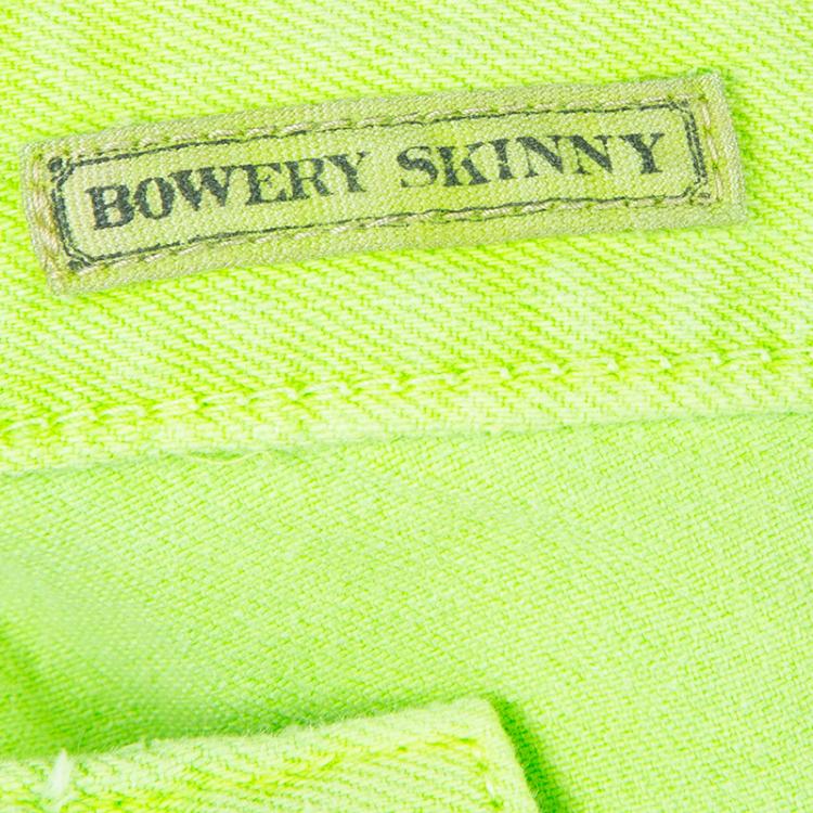 Pre Owned Ralph Lauren Neon Green Denim Bowery Skinny Jeans 12 Yrs