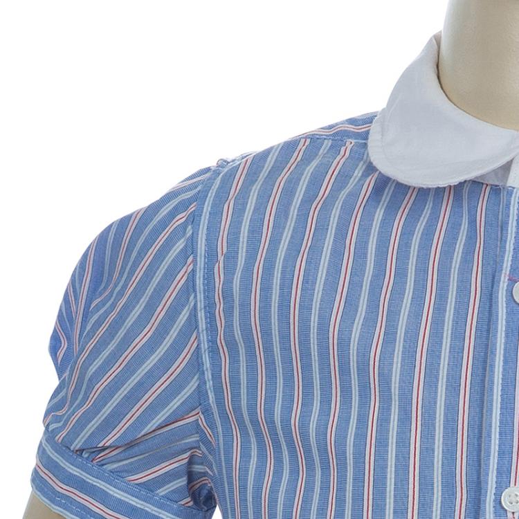 Pre Owned Ralph Lauren Blue Striped Puffed Sleeve Buttondown Blouse 6 Yrs