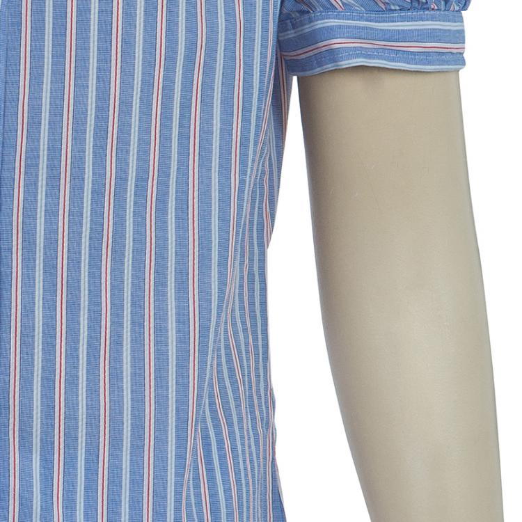 Pre Owned Ralph Lauren Blue Striped Puffed Sleeve Buttondown Blouse 6 Yrs