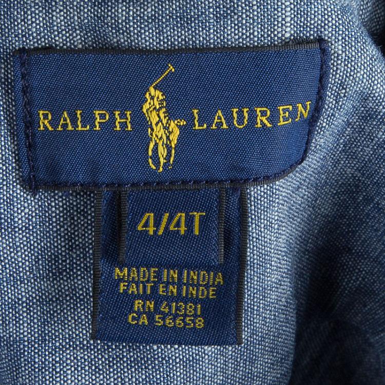 Pre Owned Ralph Lauren Indigo Chambray Long Sleeve Button-Down Shirt 4 Yrs