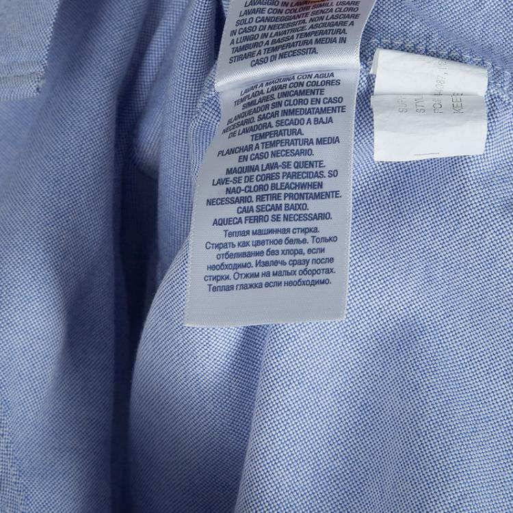 Pre Owned Ralph Lauren Blue Logo Embroidered Long Sleeve Button-Down Shirt 2 Yrs