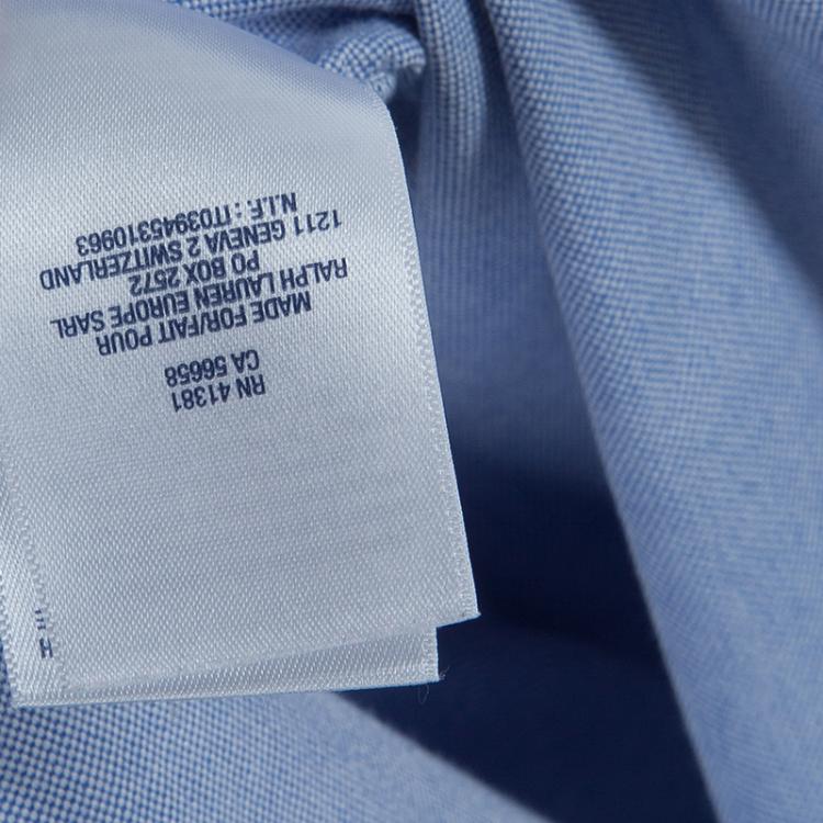 Pre Owned Ralph Lauren Blue Checked Collar Detail Long Sleeve Buttondown Shirt 7 Yrs