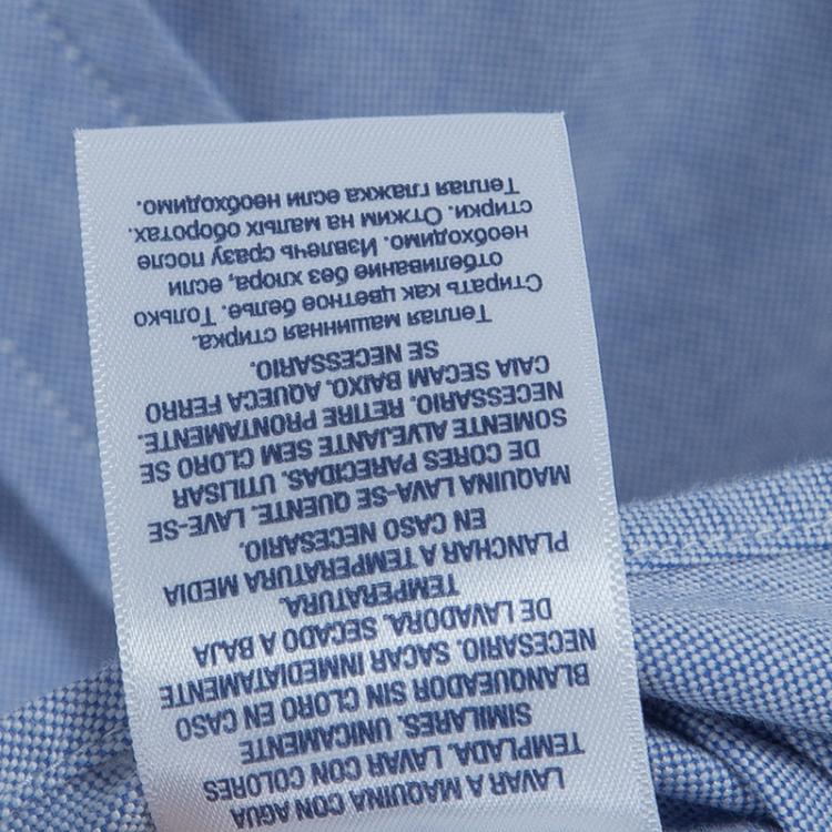 Pre Owned Ralph Lauren Blue Checked Collar Detail Long Sleeve Buttondown Shirt 7 Yrs
