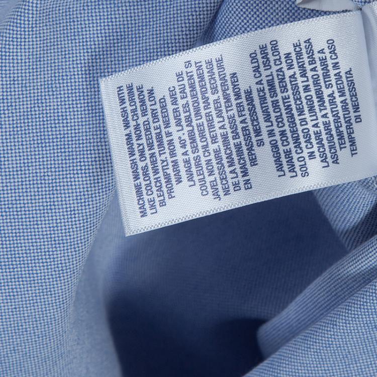 Pre Owned Ralph Lauren Blue Checked Collar Detail Long Sleeve Buttondown Shirt 7 Yrs
