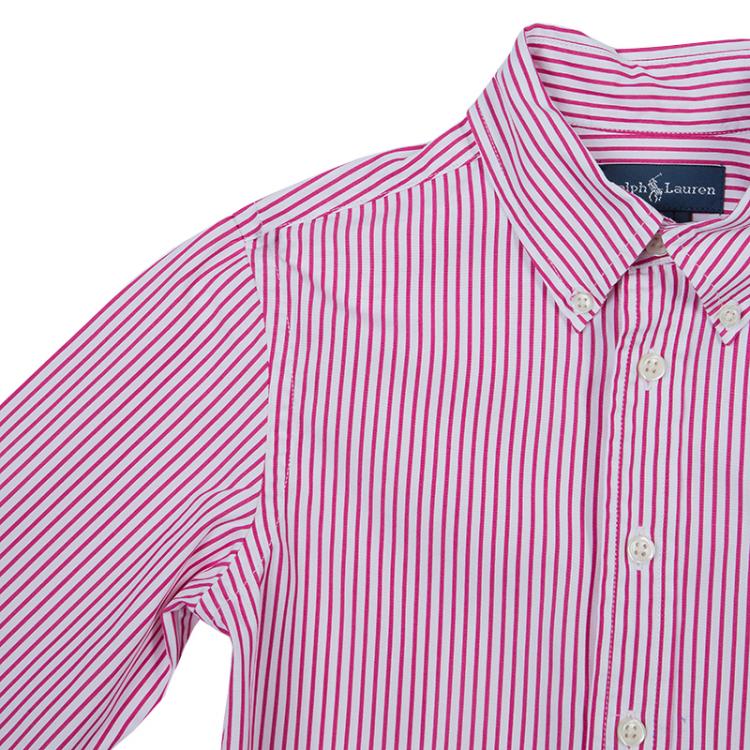 Pre Owned Ralph Lauren Red and White Striped Long Sleeve Buttondown Cotton Shirt 8 Yrs