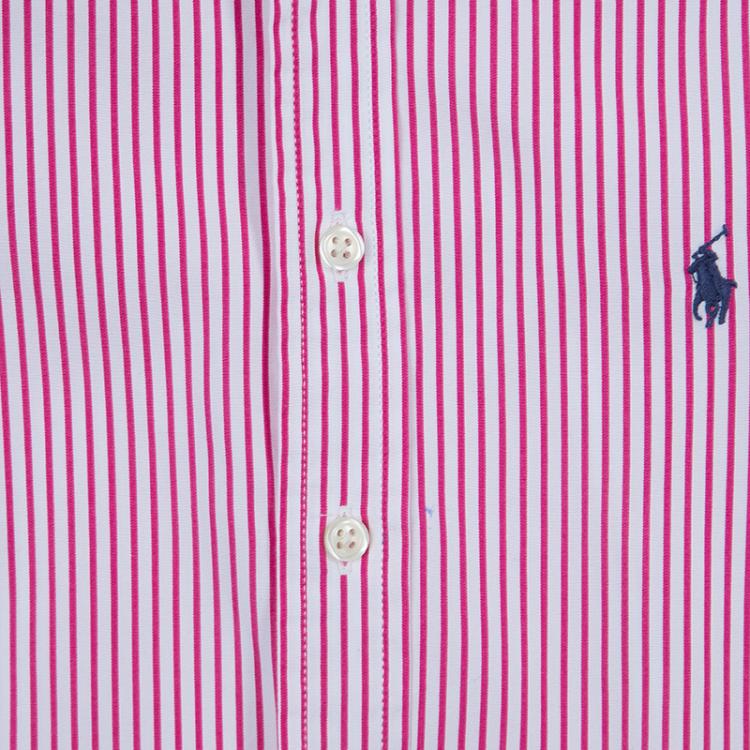 Pre Owned Ralph Lauren Red and White Striped Long Sleeve Buttondown Cotton Shirt 8 Yrs