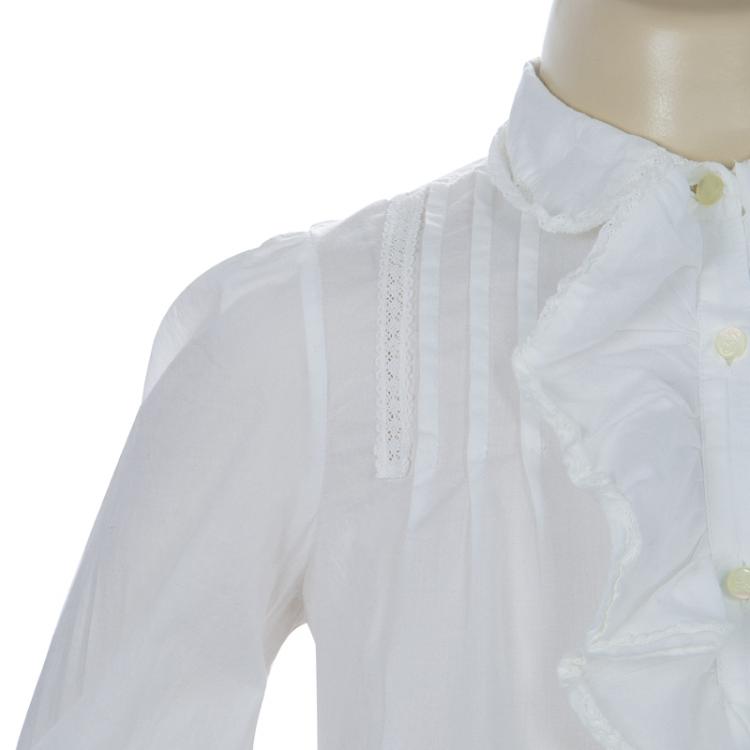 Pre Owned Ralph Lauren White Pintucked Lace Trim Ruffle Detail Long Sleeve Blouse 5 Yrs
