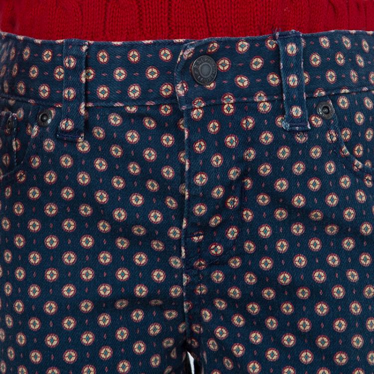 Pre Owned Ralph Lauren Blue Printed Denim Cropped Skinny Jeans 6 Yrs