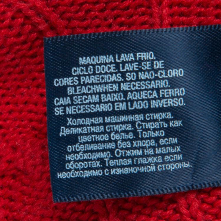 Pre Owned Polo By Ralph Lauren Red Cable Knit Crewneck Sweater 3 Yrs