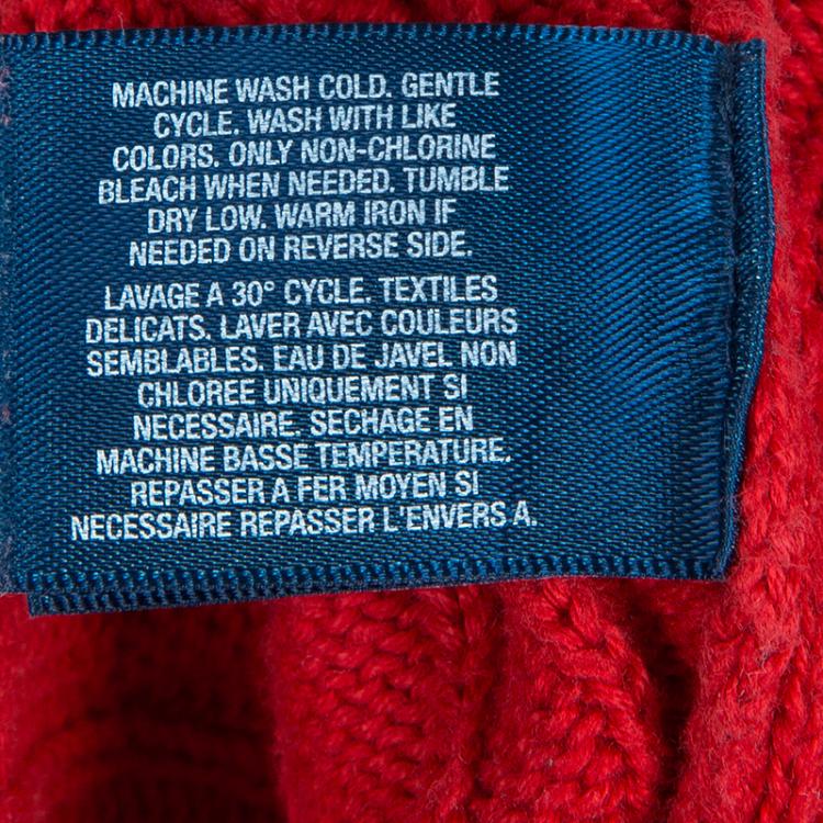 Pre Owned Polo By Ralph Lauren Red Cable Knit Crewneck Sweater 3 Yrs