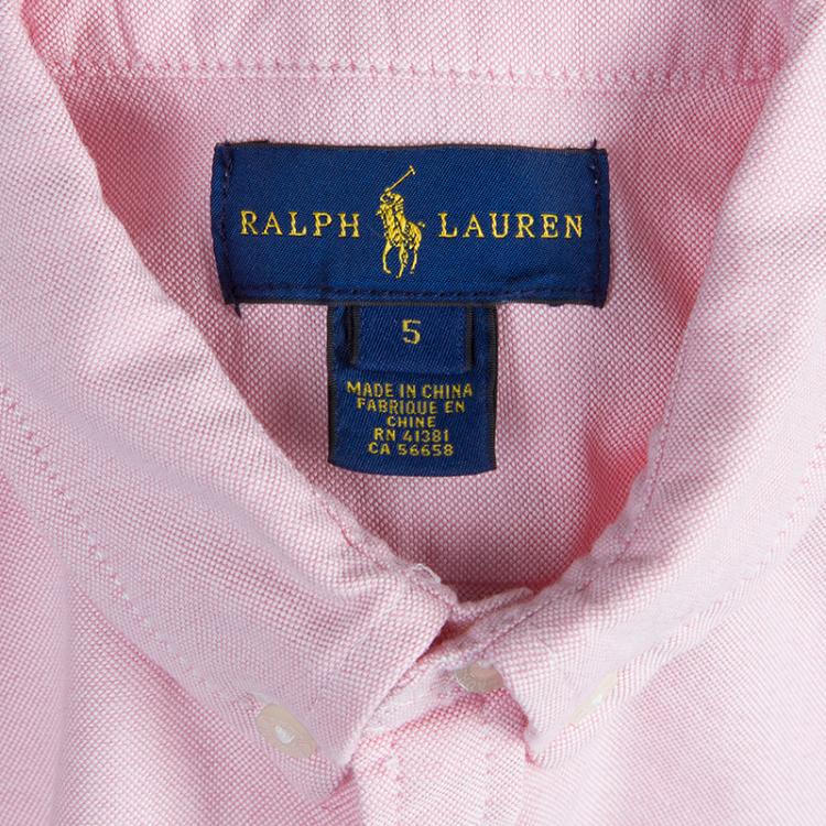 Pre Owned Ralph Lauren Pink Short Sleeve Buttondown Shirt 5 Yrs