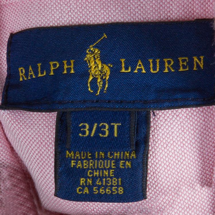 Pre Owned Ralph Lauren Pink Short Sleeve Buttondown Shirt 3 Yrs