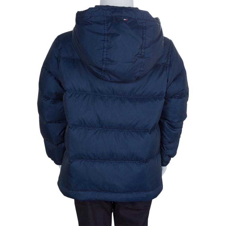 Pre Owned Tommy Hilfiger Blue Quilted Hooded Nirvada Down Jacket 3 Yrs           