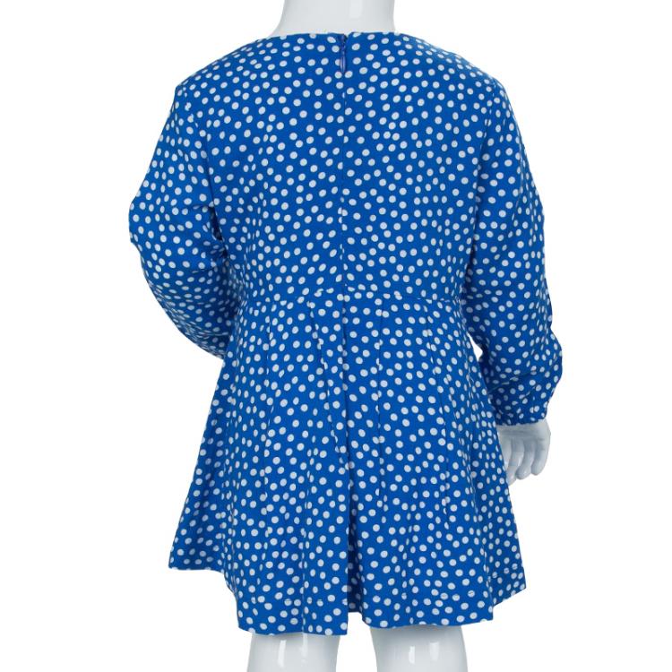 Pre Owned Tommy Hilfiger Blue Polka Dotted Dress and Bloomer Set 12 Months