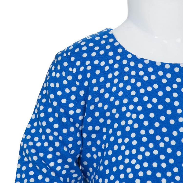 Pre Owned Tommy Hilfiger Blue Polka Dotted Dress and Bloomer Set 12 Months
