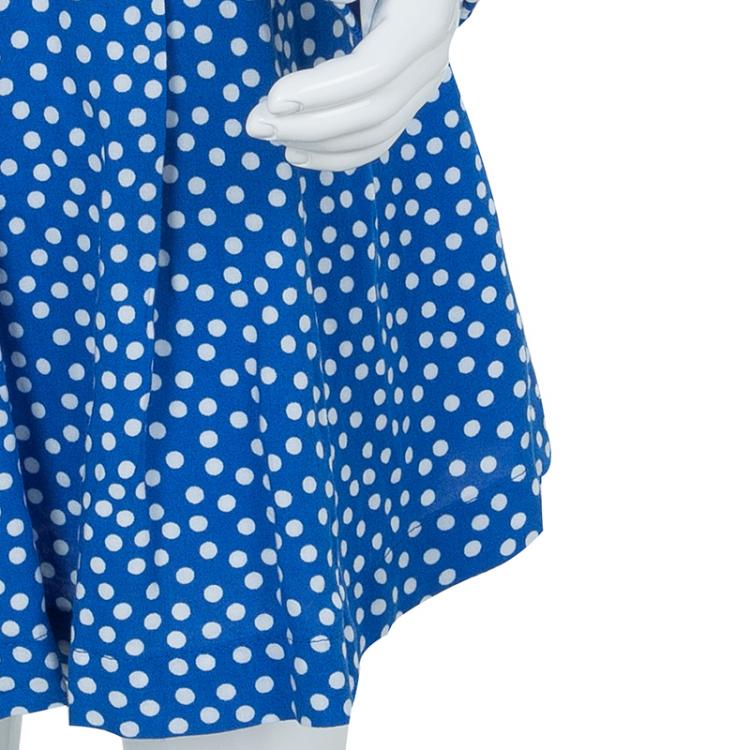 Pre Owned Tommy Hilfiger Blue Polka Dotted Dress and Bloomer Set 12 Months