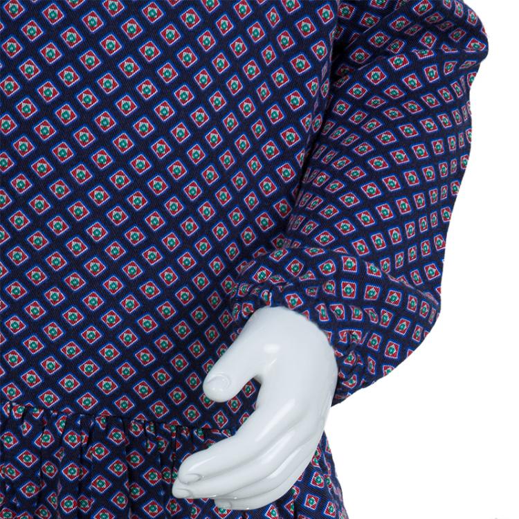 Pre Owned Tommy Hilfiger Navy Blue Printed Dress and Bloomer Set 12 Months