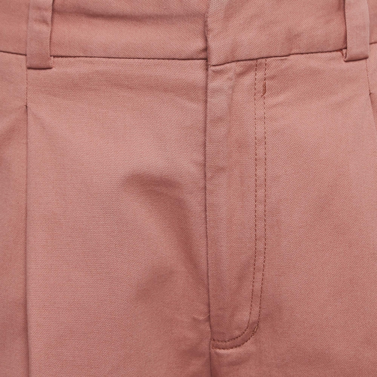 Pre Owned Acne Studios Pink Cotton Pleated Trousers M