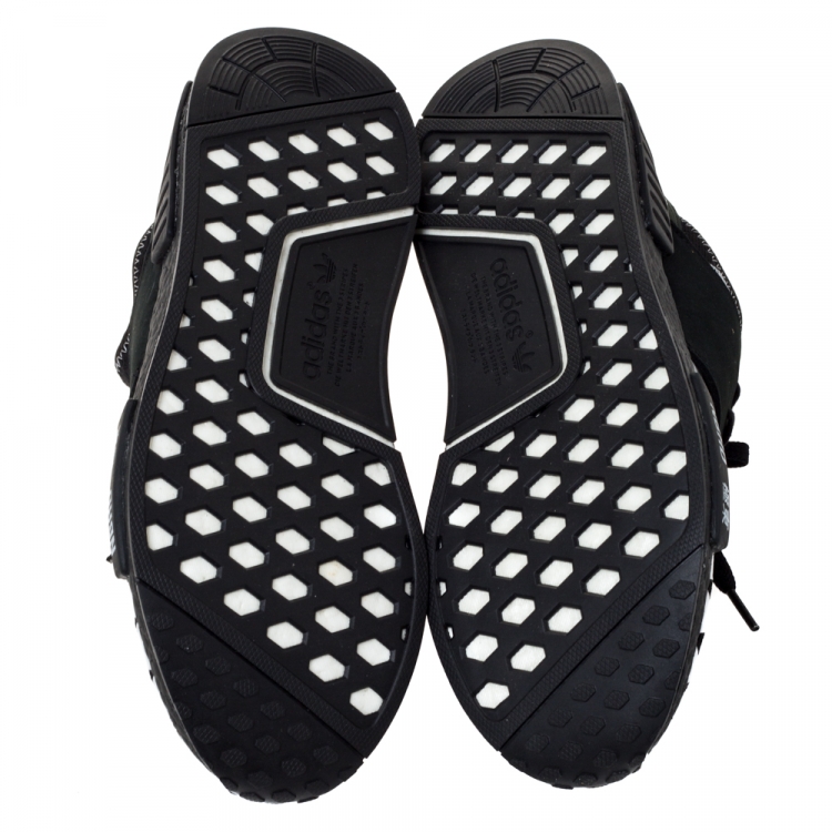 Pre Owned Adidas x Neighborhood Black/White Stretch Fabric And Rubber NMD R1 Sneaker Size 46