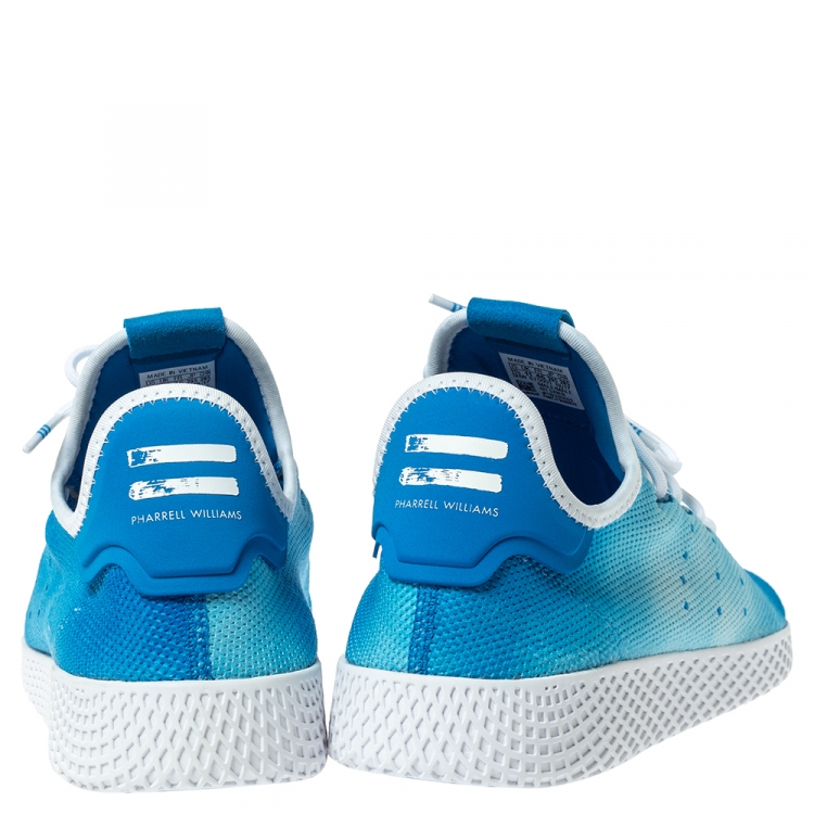 مملوكة مسبقًا Pharrell Williams x Adidas Holi Blue Knit Fabric PW Tennis Hu Sneakers Size 46