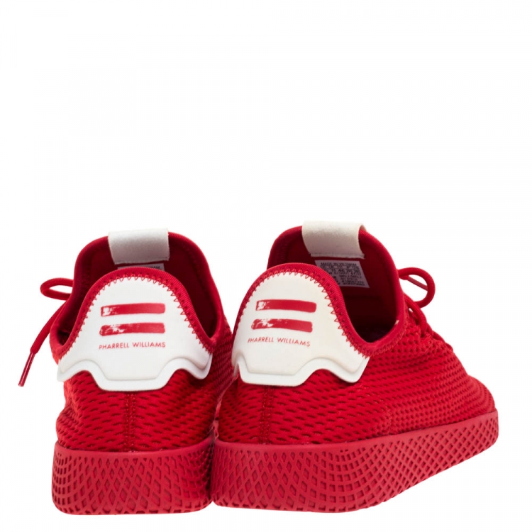 Pre Owned Pharrell Williams x Adidas Scarlet Red Cotton Knit PW Tennis Hu Sneakers Size 46