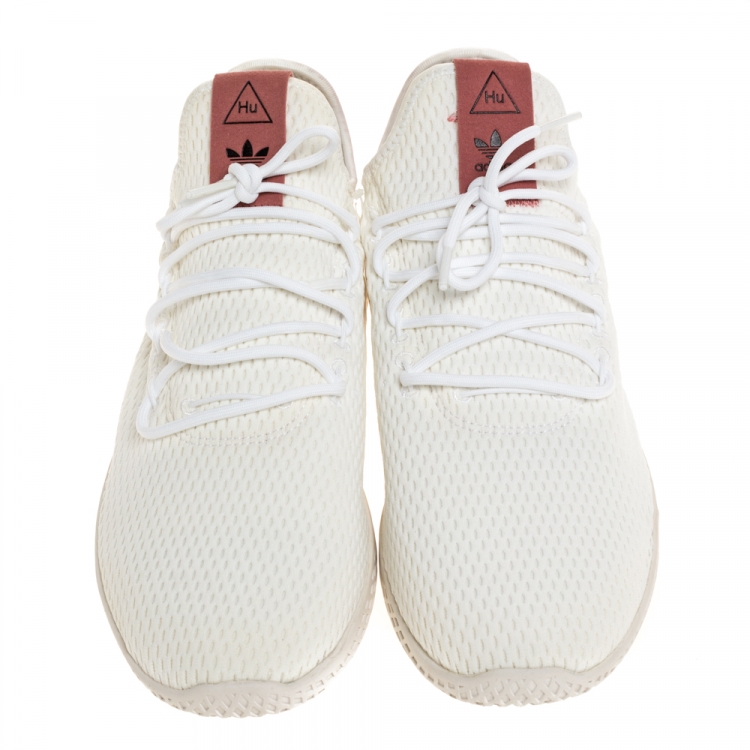 Pre Owned Adidas White Cotton Knit Pharrell Williams Tennis Hu Sneakers Size 46
