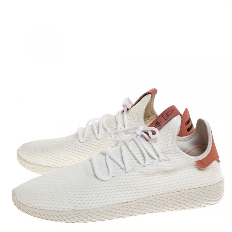 Pre Owned Adidas White Cotton Knit Pharrell Williams Tennis Hu Sneakers Size 46