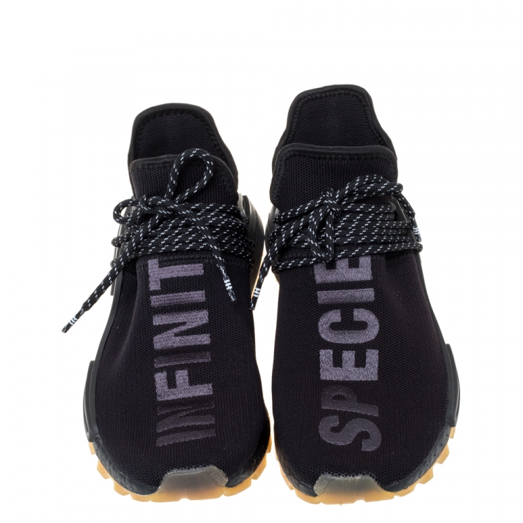 Pre Owned Adidas x Pharrell Williams Core Black Knit Fabric PW HU NMD PRD Sneakers Size 40
