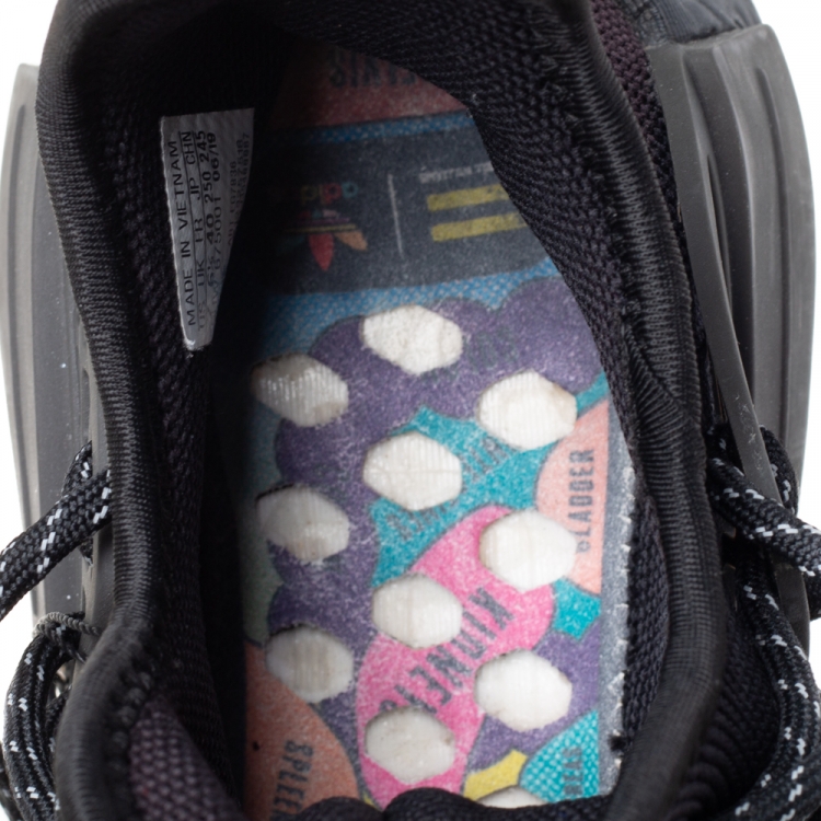Pre Owned Adidas x Pharrell Williams Core Black Knit Fabric PW HU NMD PRD Sneakers Size 40
