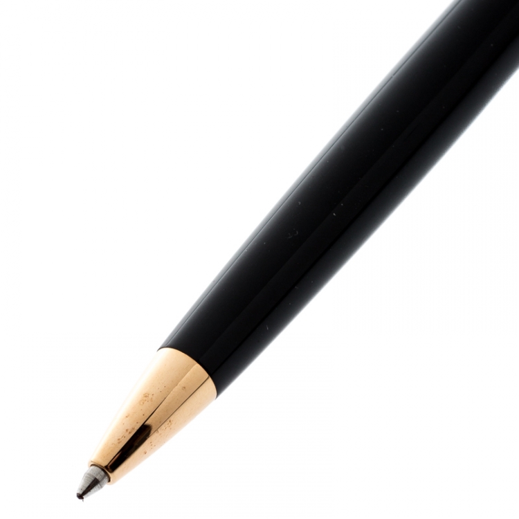 Pre Owned Aigner Logo Embossed Black Resin Gold Tone Rollerball Pen