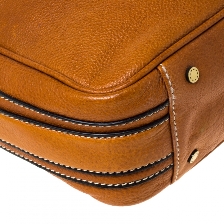 Pre Owned Aigner Tan Leather Messenger Bag 