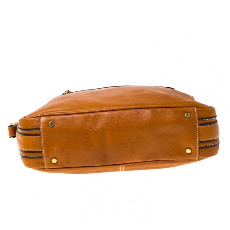 Pre Owned Aigner Tan Leather Messenger Bag 